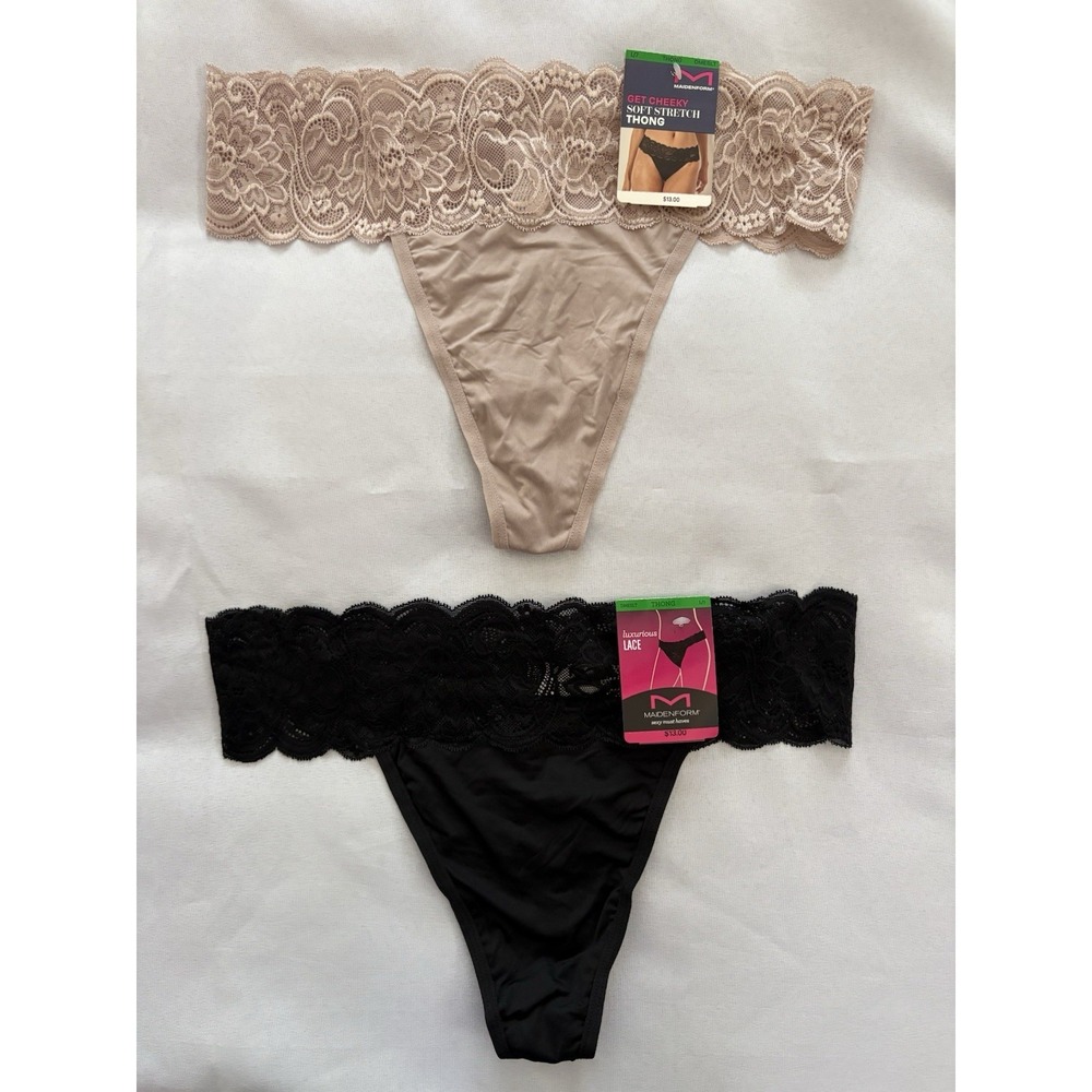 NEW Maidenform Luxurious Lace Thong DMESLT 2 Pair Maidenform Thong Size Large